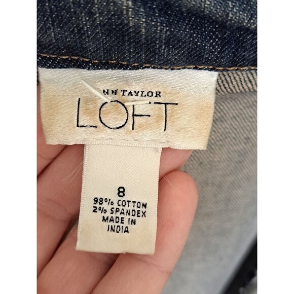 Y2K Ann Taylor Loft Womens Denim Blazer Jacket Size 8 Button Front Cotton Blue - Picture 5 of 10